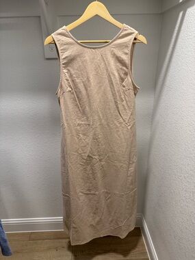 Sleeveless Beige Midi Dress 100% Linen